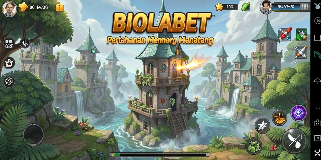 Tampilan menarik gameplay Tower Defense BIOLABET yang menantang.