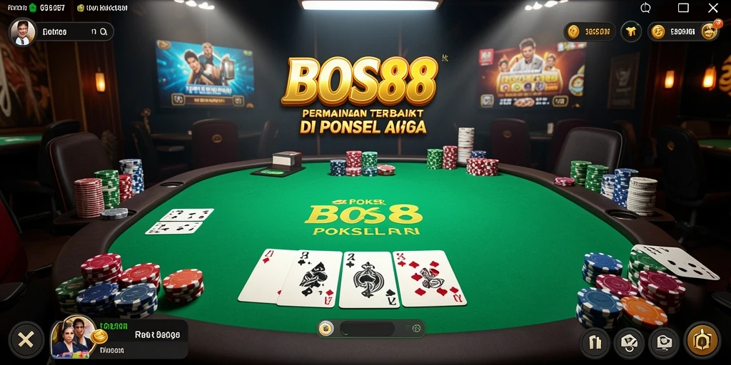 Tampilan menarik dari gameplay poker di BOS88.
