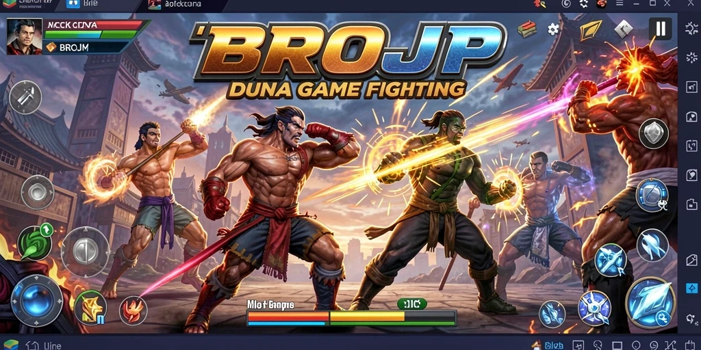 Gameplay BROJP yang penuh aksi dalam pertarungan sengit.