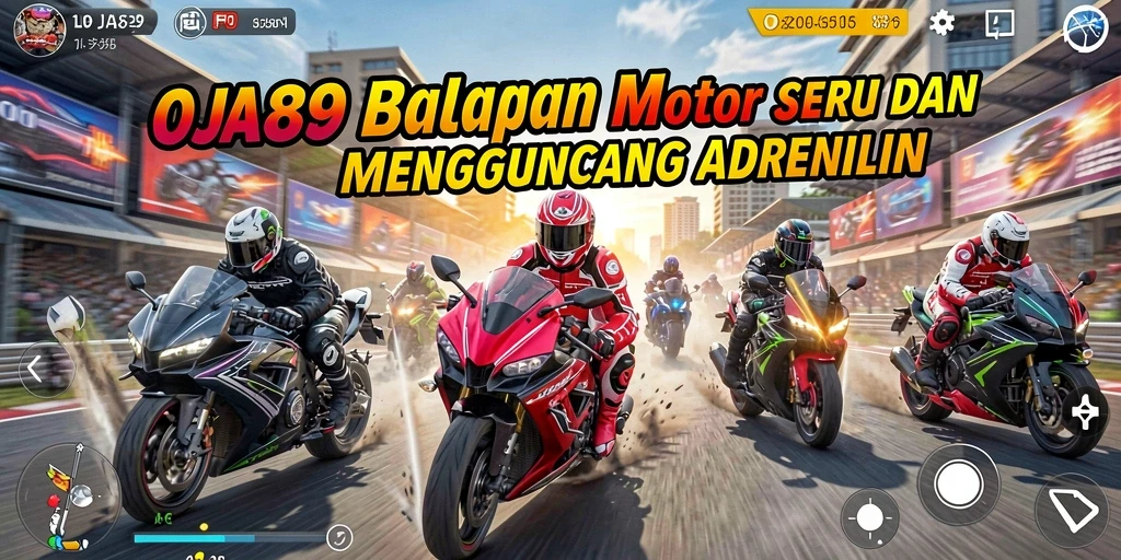 Gameplay seru OJA89 dengan balapan motor di trek yang menantang.