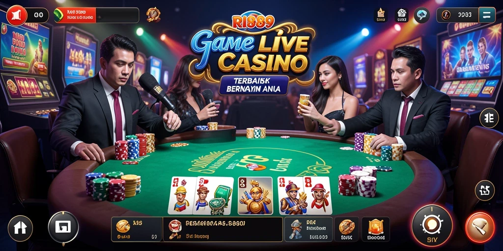 Screenshot gameplay RI889 menampilkan dealer live dalam aksi di meja permainan.