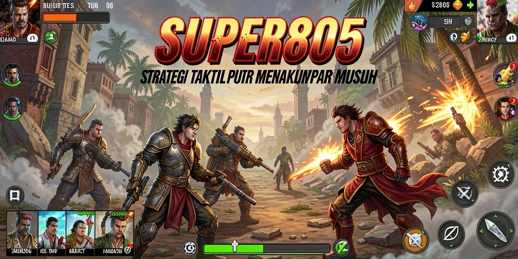 Tangkapan layar utama SUPER805 menampilkan pertempuran strategi yang intens.